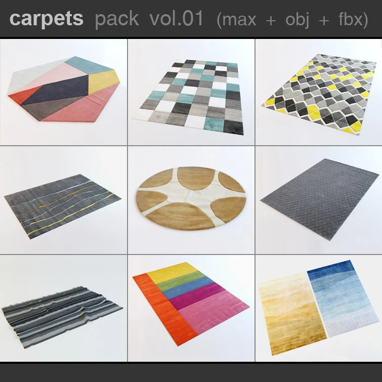 carpets pack 1 3D Model .c4d .max .obj .3ds .fbx .stl .blend