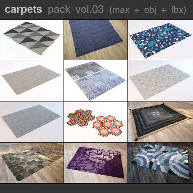 carpets pack 3 3D Model .c4d .max .obj .3ds .fbx .stl .blend 