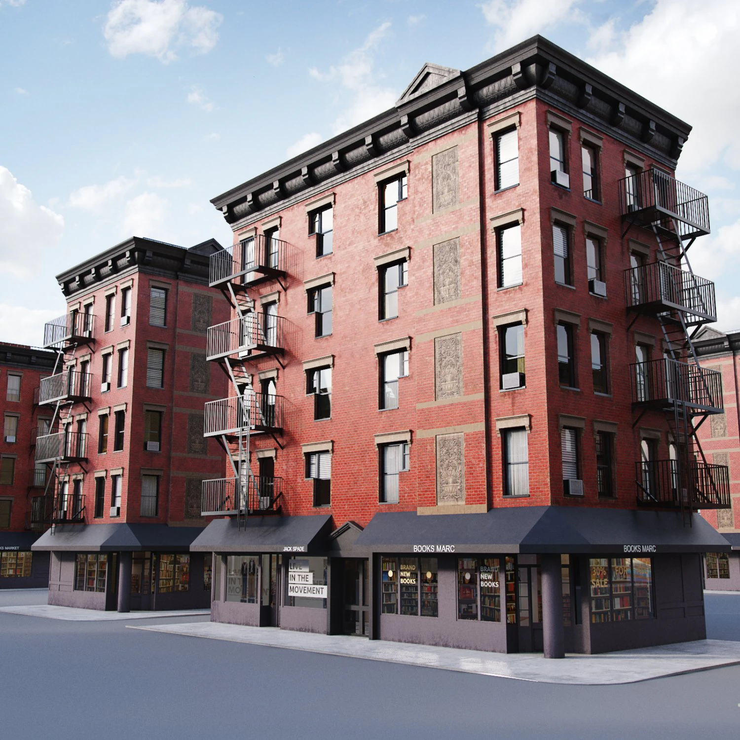 new york corner house 3D Model .c4d .max .obj .3ds .fbx .stl .blend 
