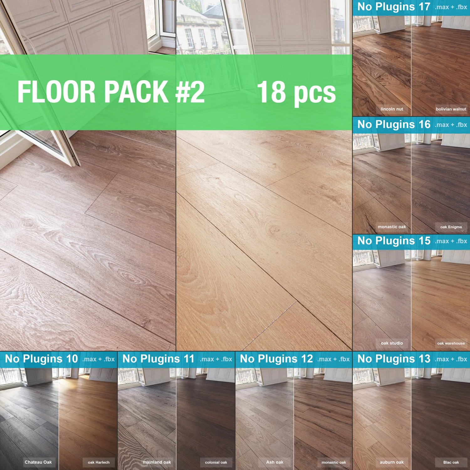 parquet floors 2 without plugins 3D Model .c4d .max .obj .3ds .fbx .stl .blend 