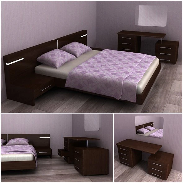 bedroom 3D Model .c4d .max .obj .3ds .fbx .stl .blend 