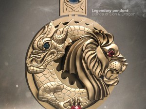 dancing of lion dragon pendant 3D Print Model