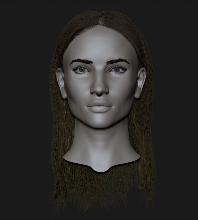realistic head cute blonde girl 3D Model .c4d .max .obj .3ds .fbx .stl .blend 
