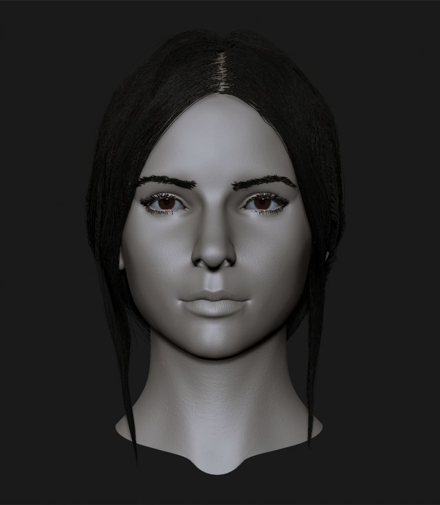 realistic head cute brunettes girls Model 3D .c4d .max .obj .3ds .fbx .stl .blend 
