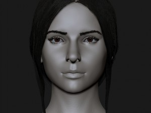 realistic head cute brunettes girls 3D Model