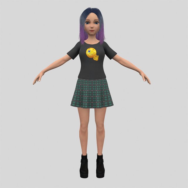 girl with colorful hair Modelo 3D .c4d .max .obj .3ds .fbx .stl .blend 