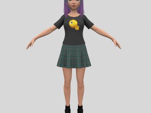 girl with colorful hair 3D Model