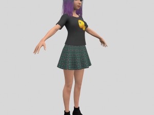 girl with colorful hair Modelo 3D