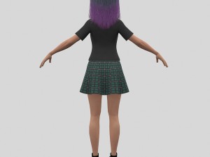 girl with colorful hair Modelo 3D
