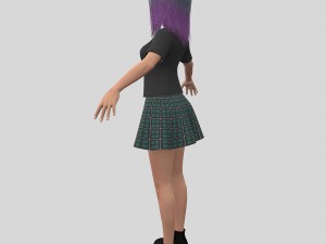 girl with colorful hair Modelo 3D