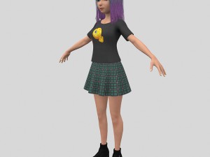 girl with colorful hair Modelo 3D