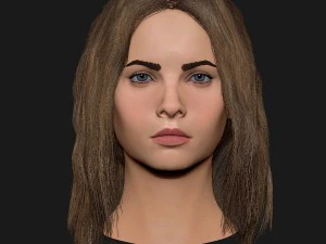 cabe&ccedil;a realista linda garota loira 1 Modelo 3D