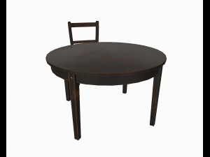 old wooden table and chair 3D Model