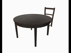 old wooden table and chair 3D Model