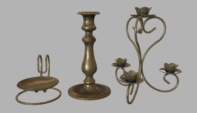 candle holder set Modèle 3D .c4d .max .obj .3ds .fbx .stl .blend 