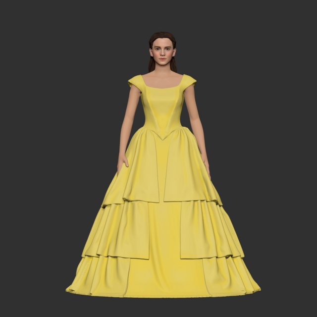 girl belle in yellow dress Model Cetak 3D .c4d .max .obj .3ds .fbx .stl .blend