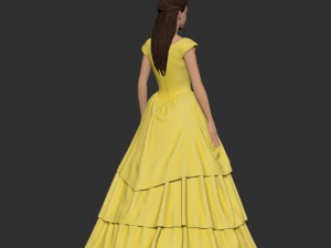 girl belle in yellow dress Model Cetak 3D