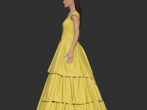 girl belle in yellow dress Model Cetak 3D