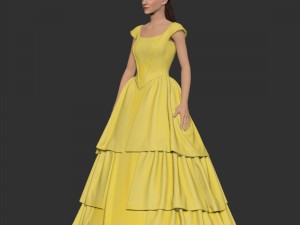 girl belle in yellow dress Model Cetak 3D