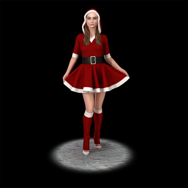 santa girl cute 3D Print Model .c4d .max .obj .3ds .fbx .stl .blend 