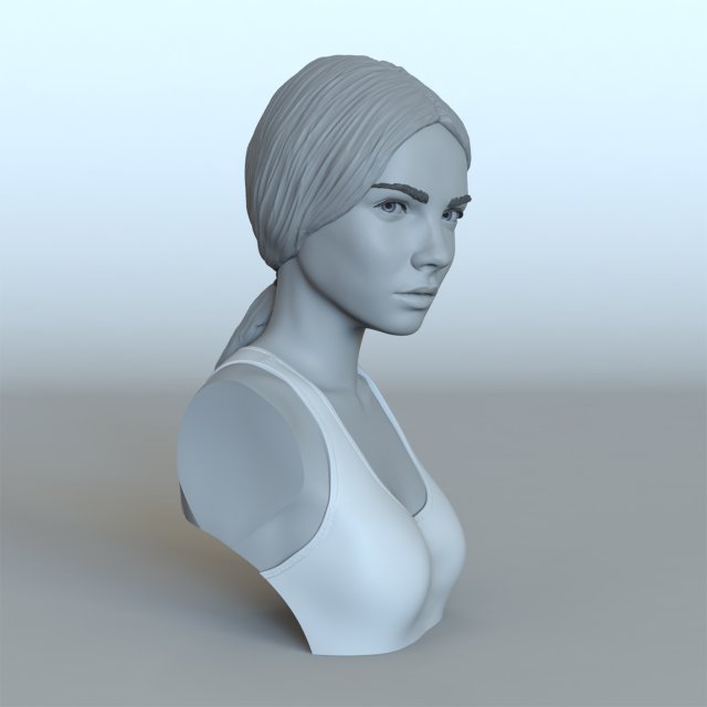 portrait of a girl with a ponytail 3D 프린트 모델 .c4d .max .obj .3ds .fbx .stl .blend 