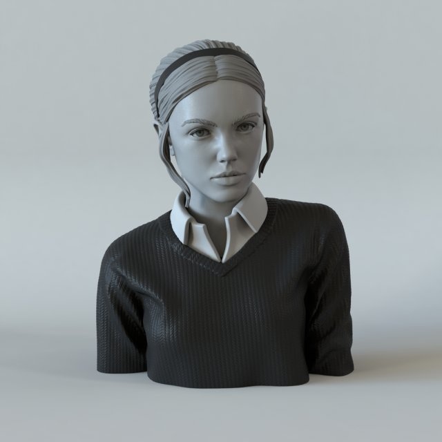 portrait of a girl with a ponytail 1 3D-Druckmodell .c4d .max .obj .3ds .fbx .stl .blend 