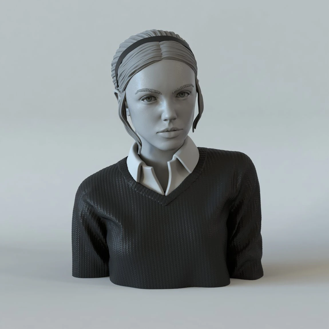portrait of a girl with a ponytail 1 3D Print Model .c4d .max .obj .3ds .fbx .stl .blend 