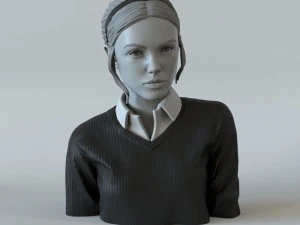 portrait of a girl with a ponytail 1 3D Print Model