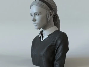 portrait of a girl with a ponytail 1 3D Print Model