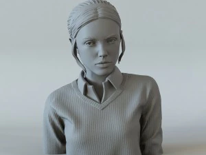 portrait of a girl with a ponytail 1 3D Print Model