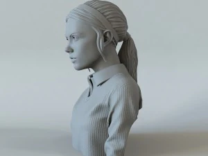 portrait of a girl with a ponytail 1 3D Print Model