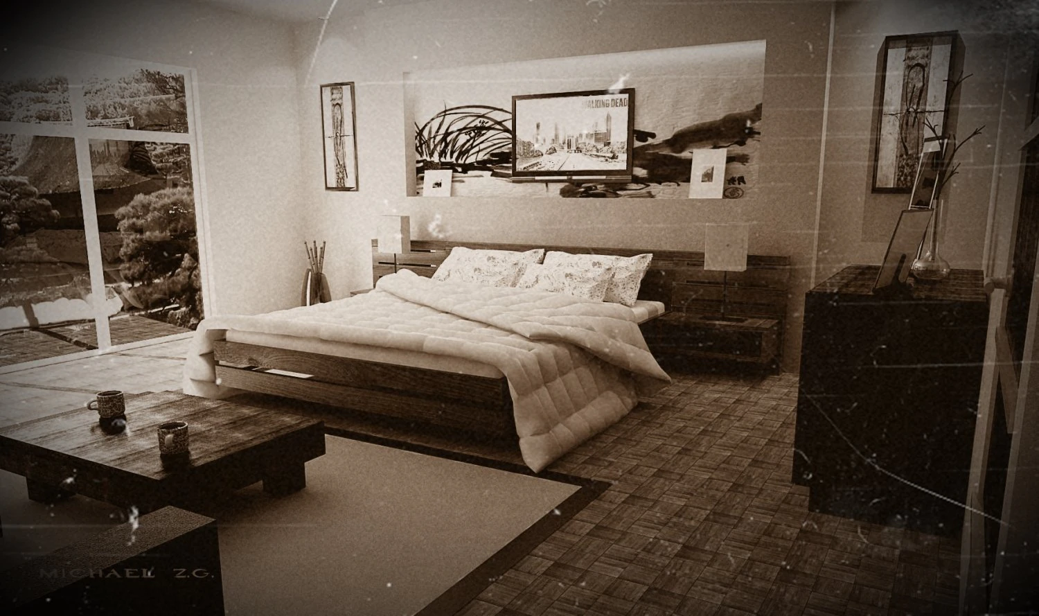 bedroom 3D Model .c4d .max .obj .3ds .fbx .stl .blend 
