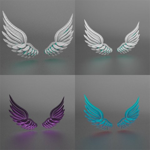 wings 3D Модель .c4d .max .obj .3ds .fbx .stl .blend 