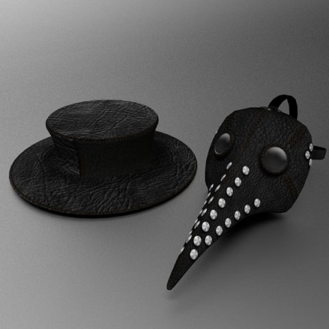 plague doctors mask and hat 3D Model .c4d .max .obj .3ds .fbx .stl .blend 