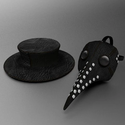 plague doctors mask and hat 3D Model .c4d .max .obj .3ds .fbx .stl .blend 