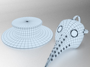 plague doctors mask and hat 3D Model