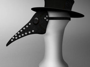 plague doctors mask and hat 3D Model