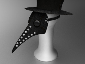 plague doctors mask and hat 3D Model