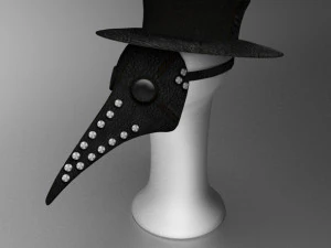 plague doctors mask and hat 3D Model