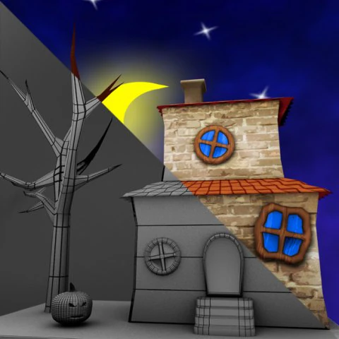 househalloween 3D Model .c4d .max .obj .3ds .fbx .stl .blend 