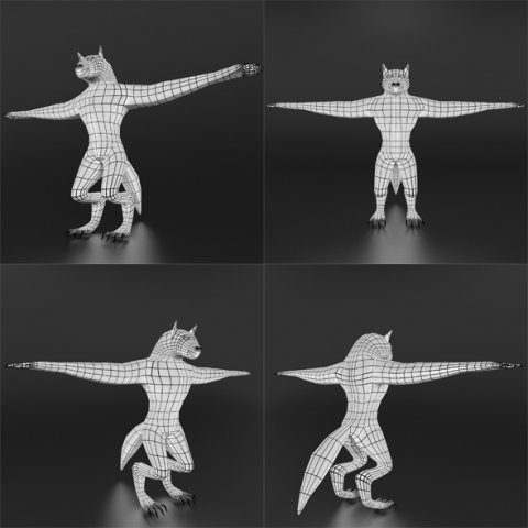 lowpoly werewolf base mesh 3D 模型 .c4d .max .obj .3ds .fbx .stl .blend 