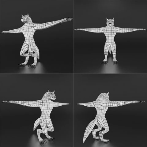 lowpoly werewolf base mesh 3D Model .c4d .max .obj .3ds .fbx .stl .blend 