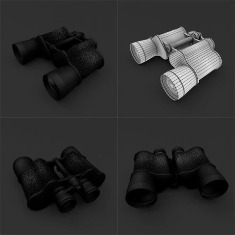 binoculars 3D Model .c4d .max .obj .3ds .fbx .stl .blend 