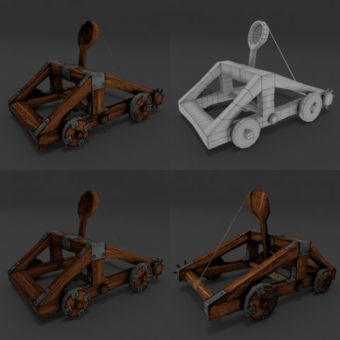 catapult rigged animation lowpoly 3D Model .c4d .max .obj .3ds .fbx .stl .blend 