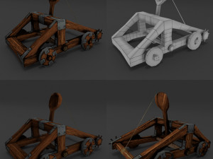 catapult rigged animation lowpoly Model 3D