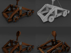 animazione truccata catapulta lowpoly Modello 3D