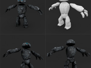 stone golem lowpoly rigged animation 3D Модель