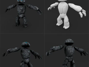 स्टोन गोलेम लोपोली रिग्ड एनीमेशन 3D मॉडल