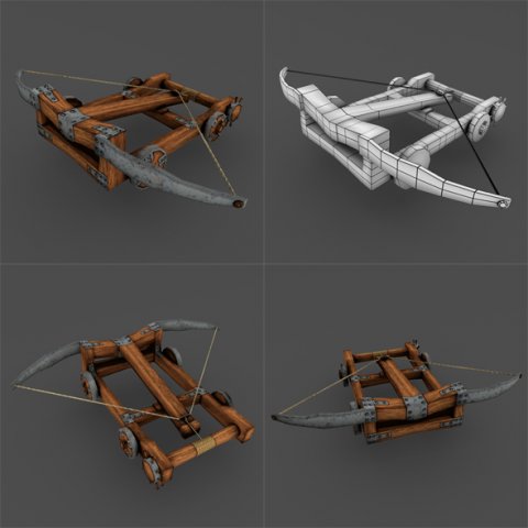 ballista rigged animation lowpoly Model 3D .c4d .max .obj .3ds .fbx .stl .blend 