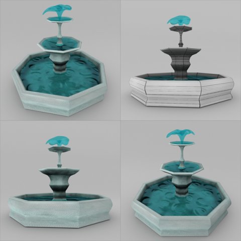 fountain Model 3D .c4d .max .obj .3ds .fbx .stl .blend 